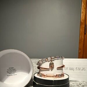 Rose Gold and Silver Charm Bracelet Set